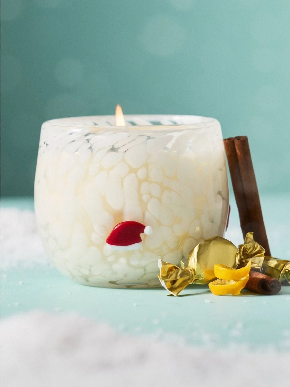 Anthropologie Santa Hat Festive Icon Gourmand Caramel Spice Wonderland Glass Can